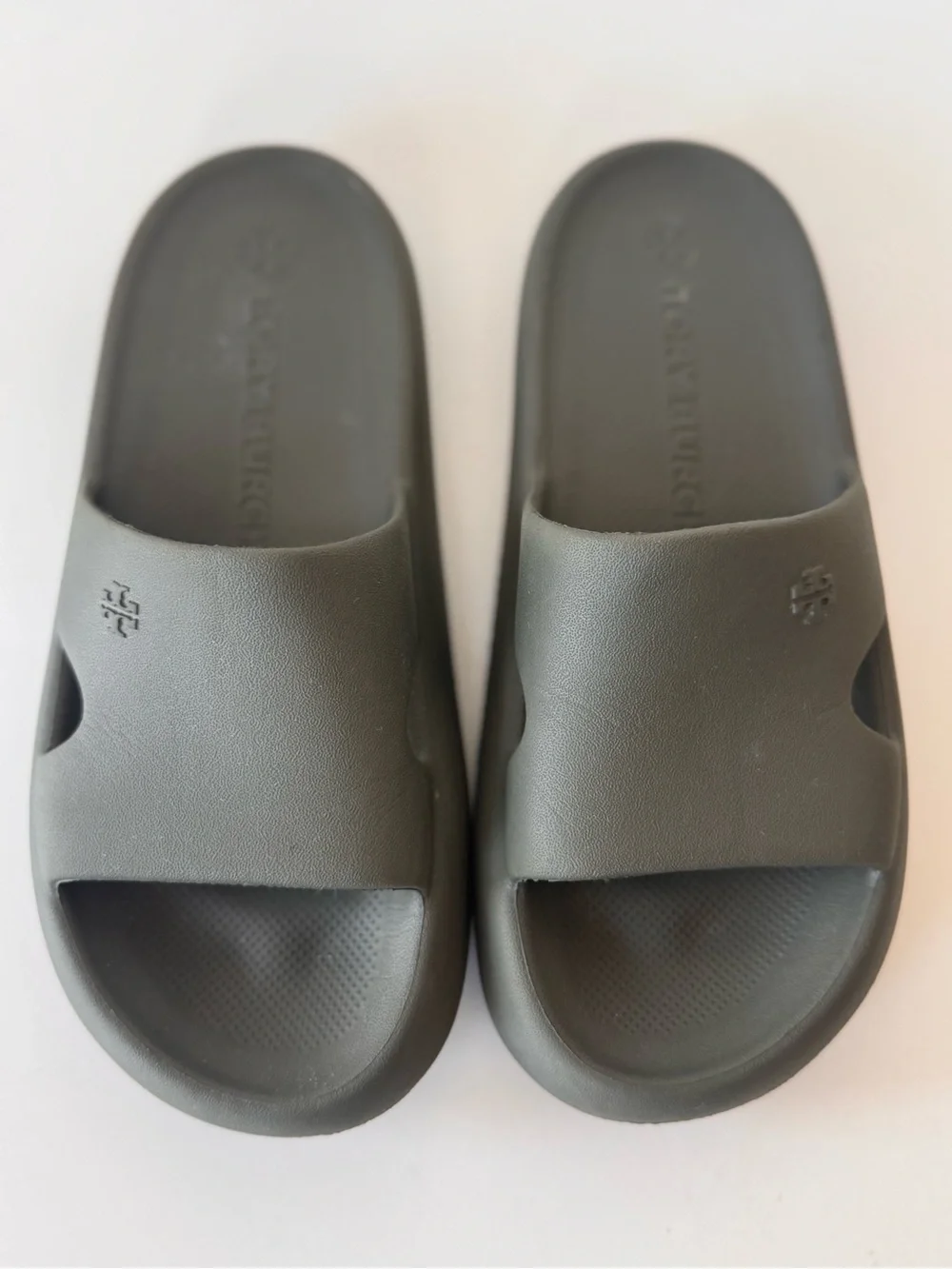 Tory Burch Shower Slides Leccio Olive Green Water Pool Sandals Shoes Size 7